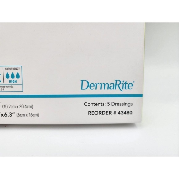 DERMARITE 1 BX/5 EA Comfort Foam Silicone Foam Border Dressing 4" x 8" 43480 - Picture 4 of 5